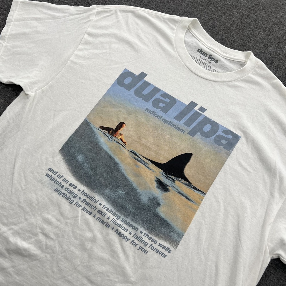 Dua Lipa Shirt Mens XL White Radical Optimism Album Graphic Tee Music Tour